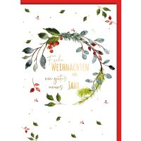 Weihnachten Aquarell Kranz Weihnachtskarte mit Umschlag...