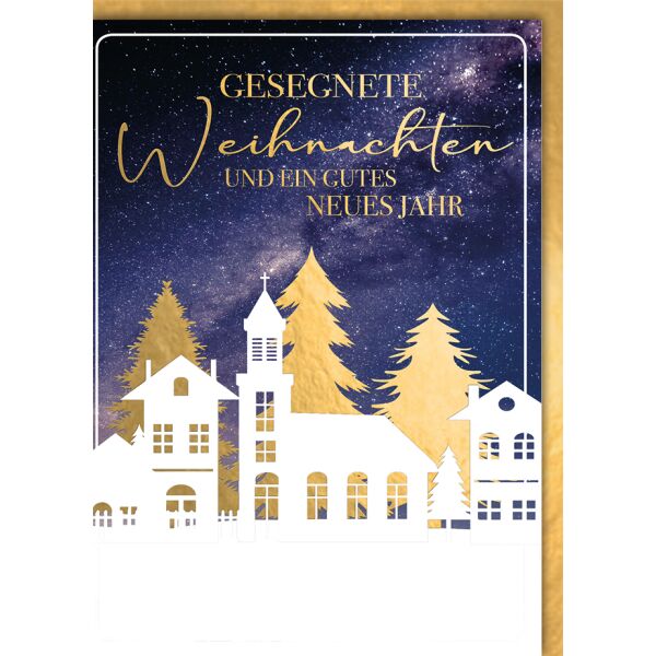 Weihnachten Sternenhimmel Stadt Gesegnete Weihnachtskarte mit Umschlag