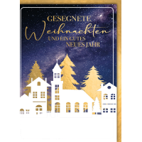 Weihnachten Sternenhimmel Stadt Gesegnete Weihnachtskarte...