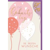 Geburtstag Karte mit Umschlag Bunte Luftballons...