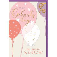 Geburtstag Karte mit Umschlag Bunte Luftballons...