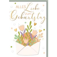 Geburtstag Karte mit Umschlag Briefumschlag mit Blumen...