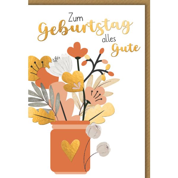Geburtstag Karte mit Umschlag Gezeichneter Blumenstrauß plastikfrei unverpackt