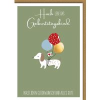 Geburtstag Karte mit Umschlag Hund an Luftballons...