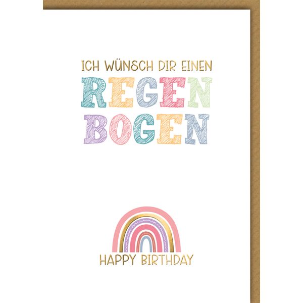 Geburtstag Karte mit Umschlag Regenbogen plastikfrei unverpackt
