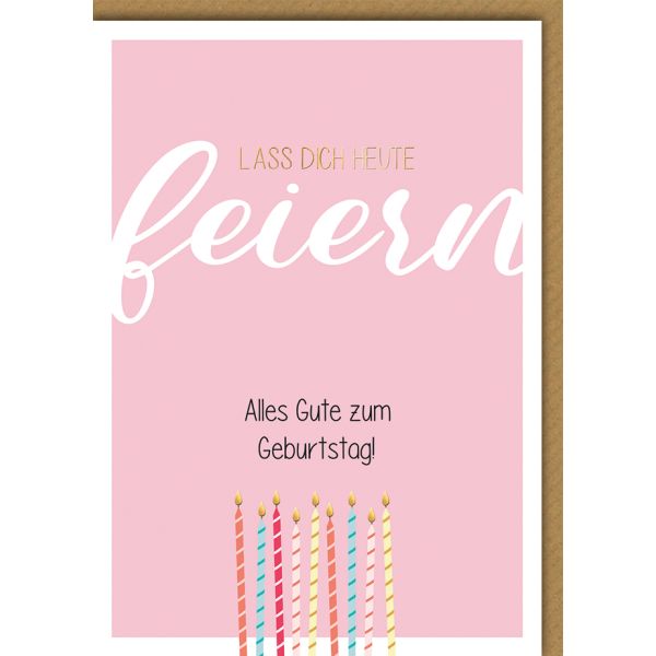 Geburtstag Karte mit Umschlag Kerzen plastikfrei unverpackt