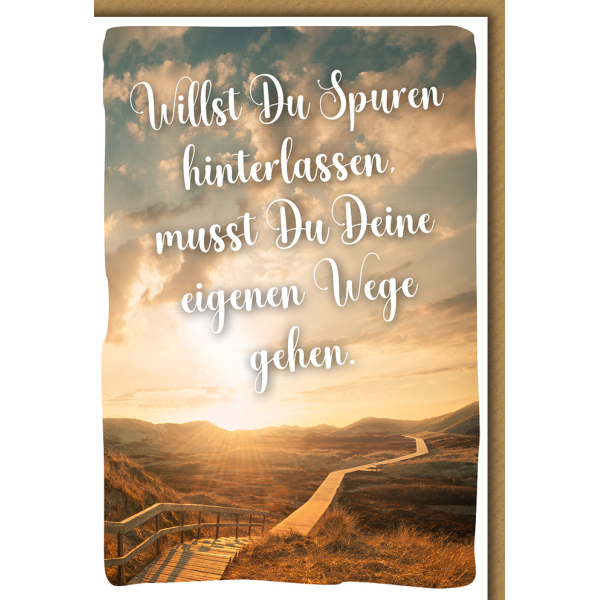 Allgemeine Wünsche Karte mit Umschlag Spuren hinterlassen, Wege