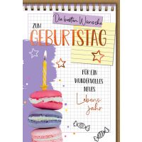Geburtstag Karte mit Umschlag Macarons mit Notizen