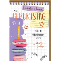 Geburtstag Karte mit Umschlag Macarons mit Notizen