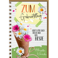 Geburtstag Karte mit Umschlag Gerbera mit Notizen