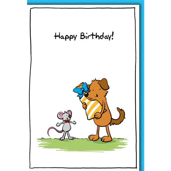 Geburtstag Karte mit Umschlag Hund und Maus