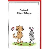 Geburtstag Karte mit Umschlag Hund und Hase