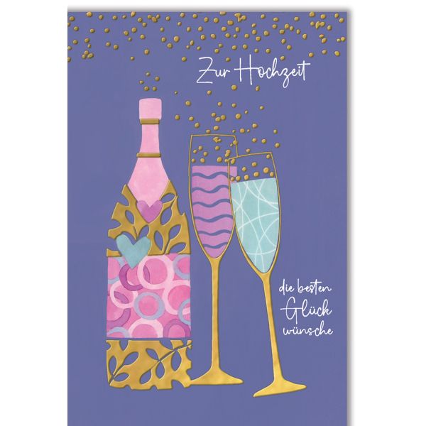 Hochzeitskarten Karte mit Umschlag Sektgläser