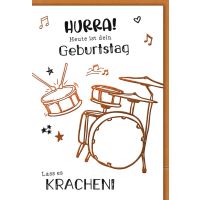 Geburtstag Karte mit Umschlag Schlagzeug, Zeichnung...