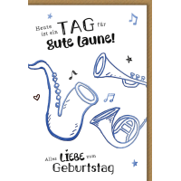 Geburtstag Karte mit Umschlag Blechinstrumente, Zeichnung...