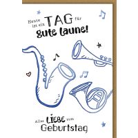 Geburtstag Karte mit Umschlag Blechinstrumente, Zeichnung