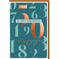 50. Geburtstag Karte mit Umschlag Große Zahlen