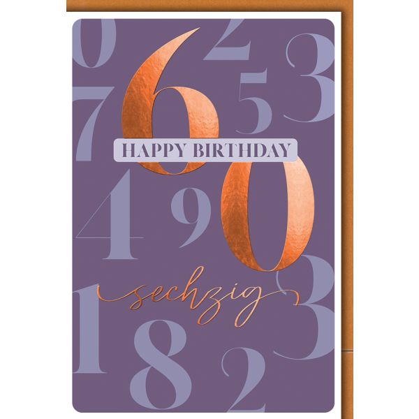 60. Geburtstag Karte mit Umschlag Große Zahlen