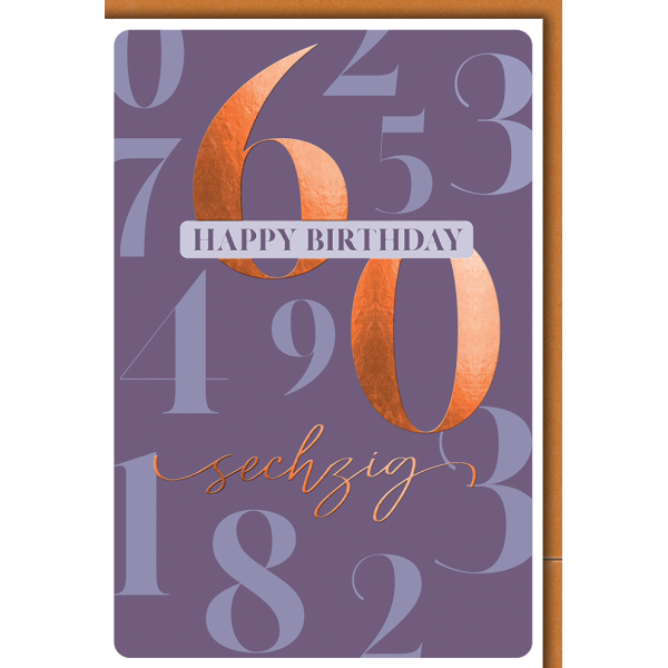 60. Geburtstag Karte mit Umschlag Große Zahlen