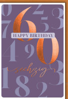 60. Geburtstag - Karte mit Umschlag - Große Zahlen