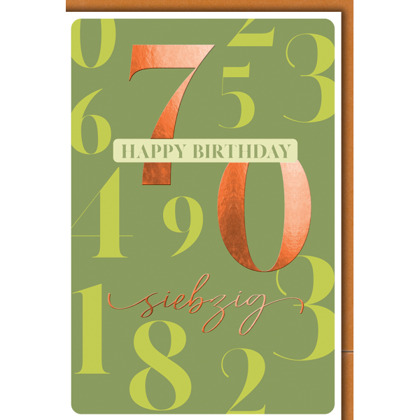 70. Geburtstag Karte mit Umschlag Große Zahlen