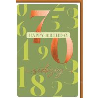 70. Geburtstag Karte mit Umschlag Große Zahlen