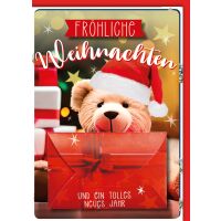 Weihnachten Geldgeschenkkarte Teddy mit Geschenken...