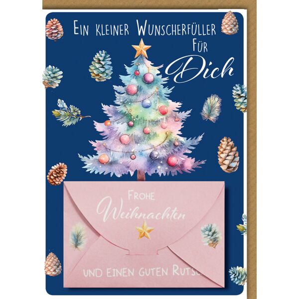 Weihnachten Geldgeschenkkarte Bunter Weihnachtsbaum Wunscherfüller Weihnachtskarte mit Umschlag