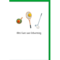 Geburtstag Karte mit Umschlag Sportgeräte fineline