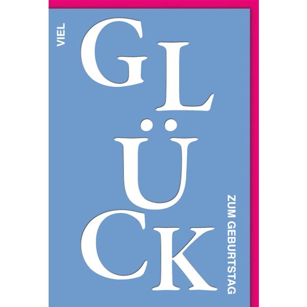 Geburtstag Karte mit Umschlag Große Letter Glück