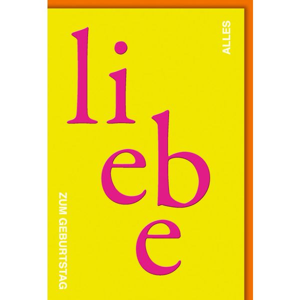 Geburtstag Karte mit Umschlag Große Letter Liebe