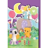 Geburt Baby Freudiges Ereignis Karte mit Umschlag Tiere...