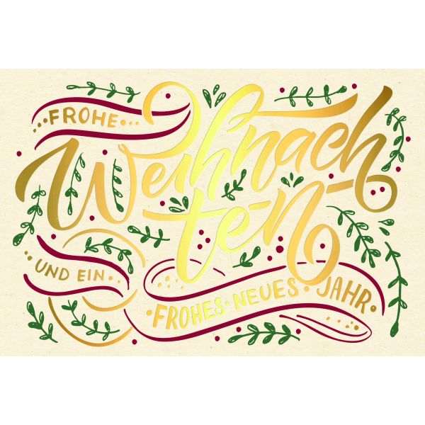 Weihnachten Grußkarte Glückwunschkarte mit Umschlag Green Line Schriftkarte, Zuckerr