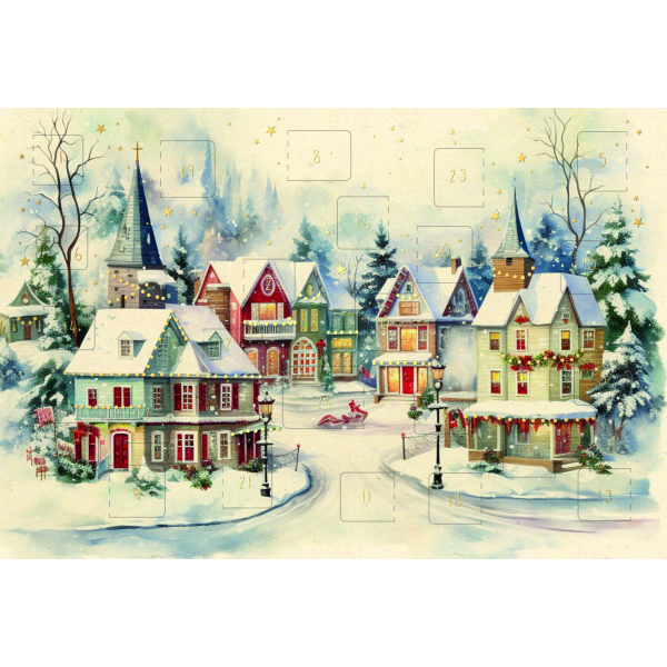 Advent Grußkarte mit Umschlag Adventskalenderkarte Green Line Stadt