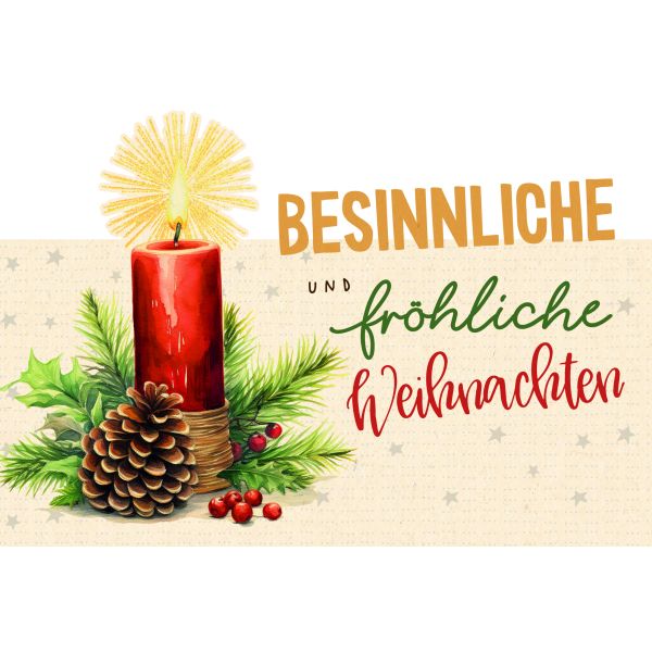 Weihnachten Grußkarte Glückwunschkarte mit Umschlag Laser Art Brennende Kerze, Kief