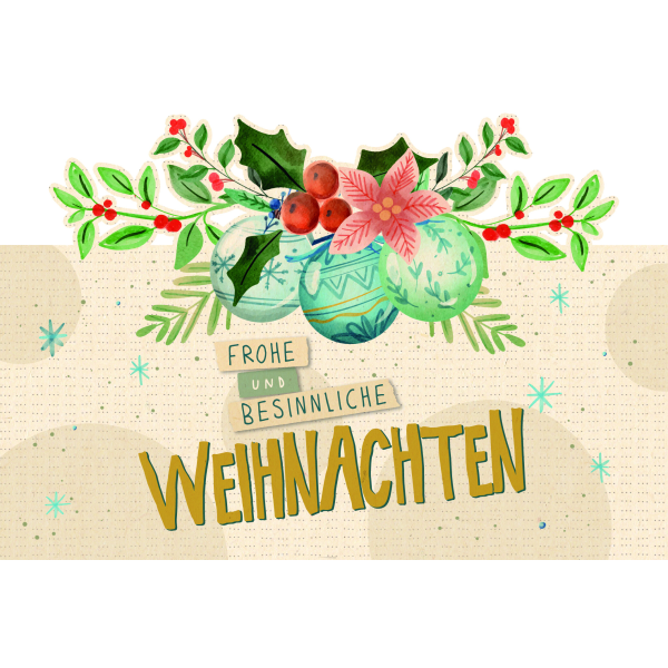 Weihnachten Grußkarte Glückwunschkarte mit Umschlag Laser Art Weihnachtsbaumkugeln,