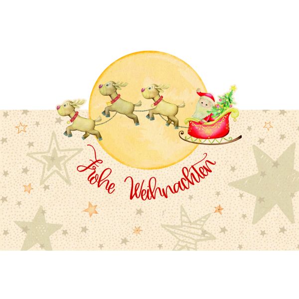 Weihnachten Grußkarte Glückwunschkarte mit Umschlag Laser Art Rentierschlitten mit