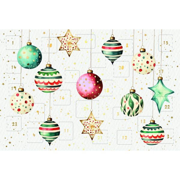 Advent Grußkarte mit Umschlag Adventskalenderkarte Weihnachtskugeln
