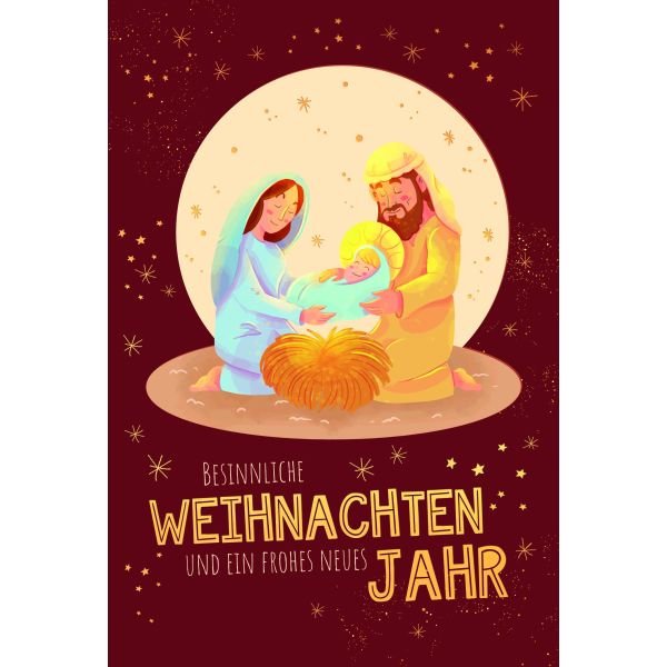 Weihnachten Grußkarte Glückwunschkarte mit Umschlag Maria und Josef mit J