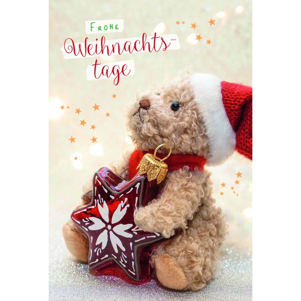 Weihnachten Grußkarte Glückwunschkarte mit Umschlag Teddybär mit Weihnach
