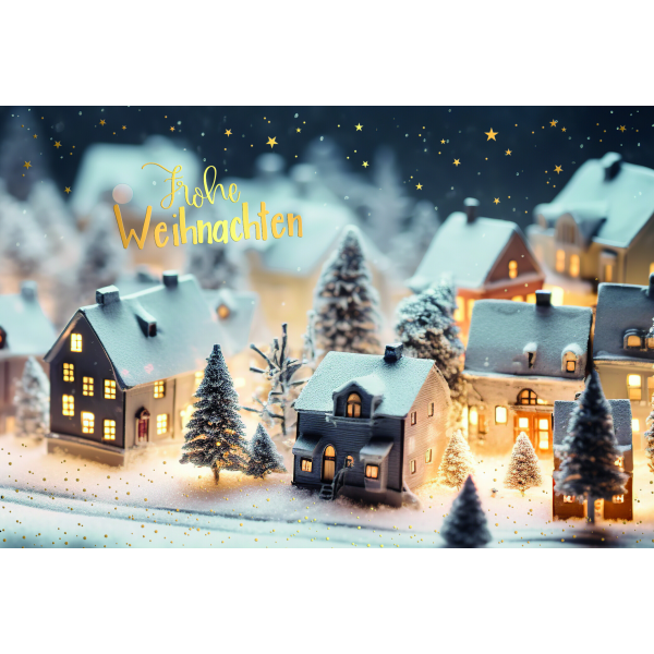 Weihnachten Grußkarte Glückwunschkarte mit Umschlag Spielzeugdorf, mit Go