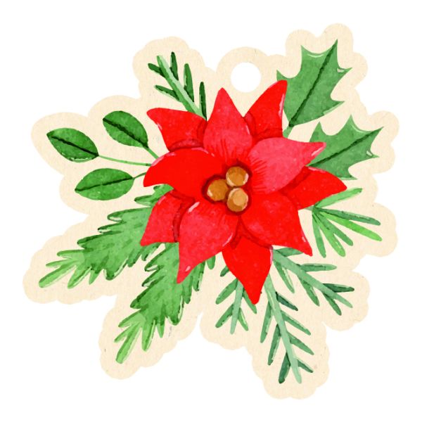 Weihnachten Beutel mit 5 Geschenkanhängern Green Line Laser Art Stechpalme, 5 x 5 cm,