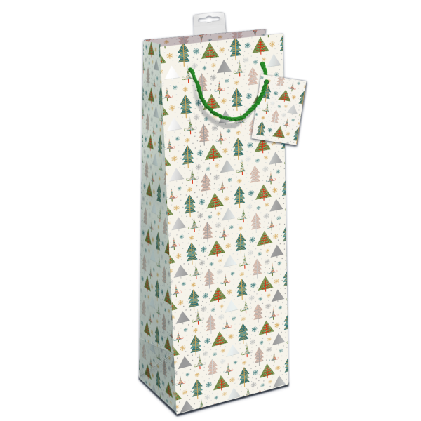 Weihnachten 6 Geschenktaschen, Bundle Bottle / Flaschen-Format Tannenbäume mit Silberfolie  UVP: 17,70 pro Tüte 2,95
