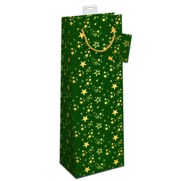 Weihnachten 6 Geschenktaschen, Bundle Bottle / Flaschen-Format Sterne mit Goldfolie  UVP: 17,70 pro Tüte 2,95