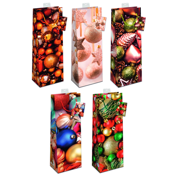 Weihnachten 10 Geschenktaschen, Sortiert Bottle / Flaschen-Format Christbaumkugeln UVP: 19,50€ pro Türe 1,95€