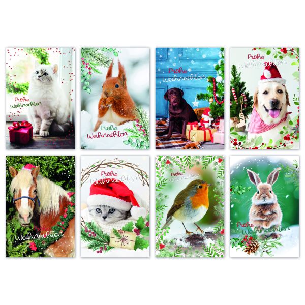 Weihnachten 100 Weihnachtskarten mit Umschlag á UVP € 1,50 Bundle, sortiert Tiere