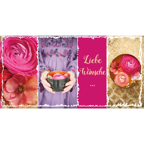 Liebe Wünsche Glückwunschkarte mit Umschlag Feelings Blumen