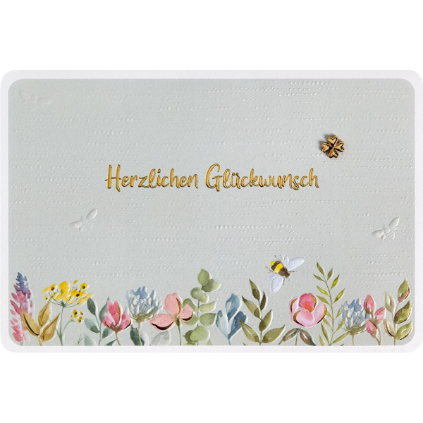 Allgemeine Wünsche Biene und Blumenwiese Finest Collection unverpackte Glückwunschkarte mit Umschlag