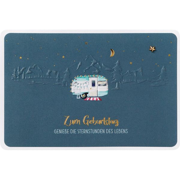 Geburtstag Finest Collection unverpackte Glückwunschkarte mit Umschlag Wohnmobil Sternenhimmel Zum Geburtstag mit Spruch