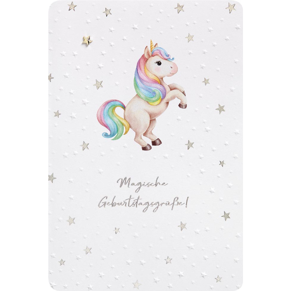 Geburtstag Finest Collection unverpackte Glückwunschkarte mit Umschlag Magische Geburtstagsgrüße Einhorn